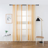 Max Window Sheer Curtains Rod Pocket Faux Linen Voile Curtains 100x200cm Color_1 - Aladdin Shoppers