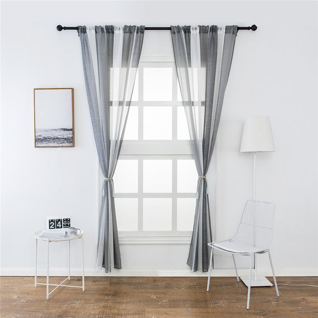 Max Window Sheer Curtains Rod Pocket Faux Linen Voile Curtains 100x200cm Color_3 - Aladdin Shoppers