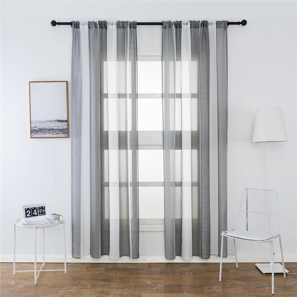 Max Window Sheer Curtains Rod Pocket Faux Linen Voile Curtains 100x200cm Color_3 - Aladdin Shoppers