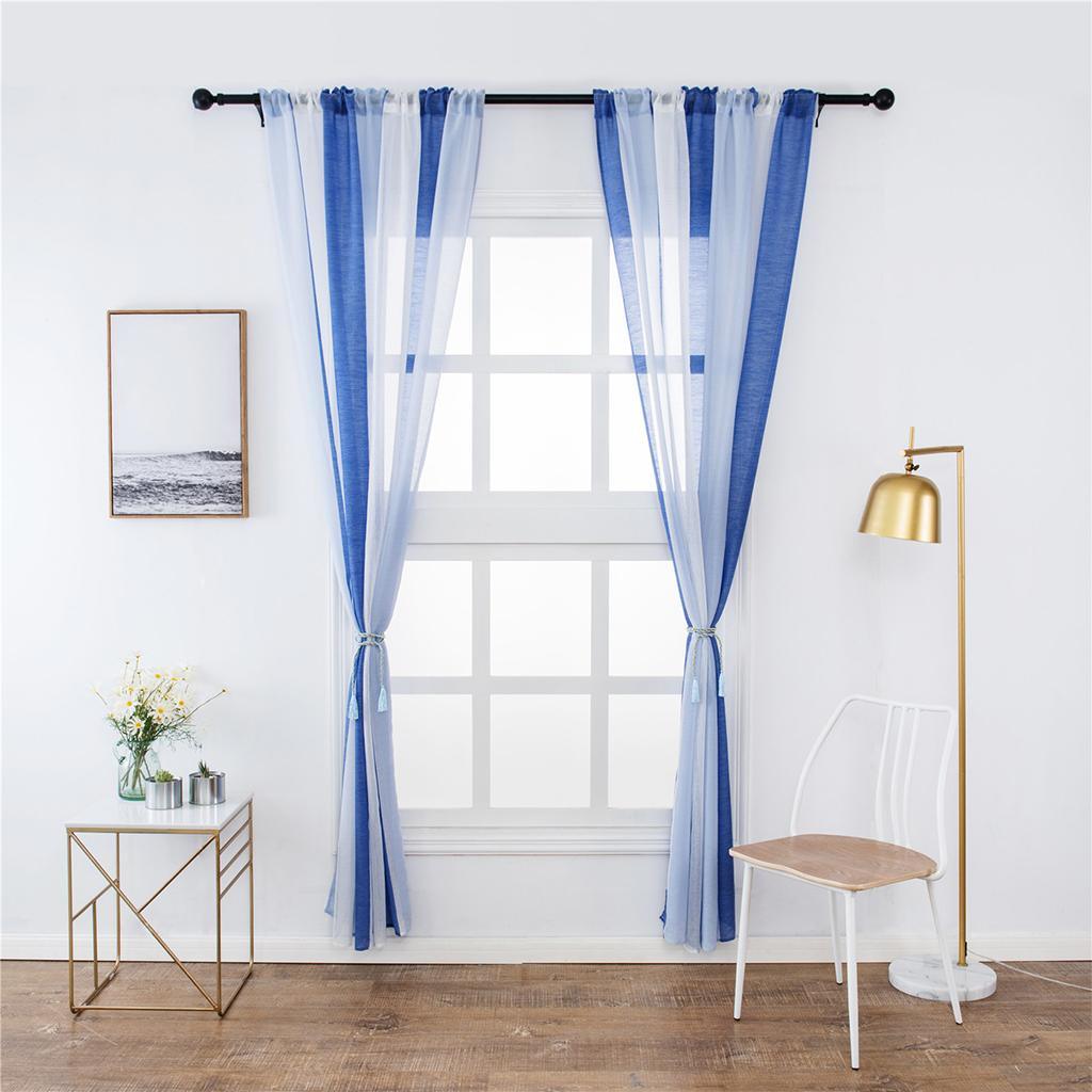 Max Window Sheer Curtains Rod Pocket Faux Linen Voile Curtains 100x200cm Color_5 - Aladdin Shoppers