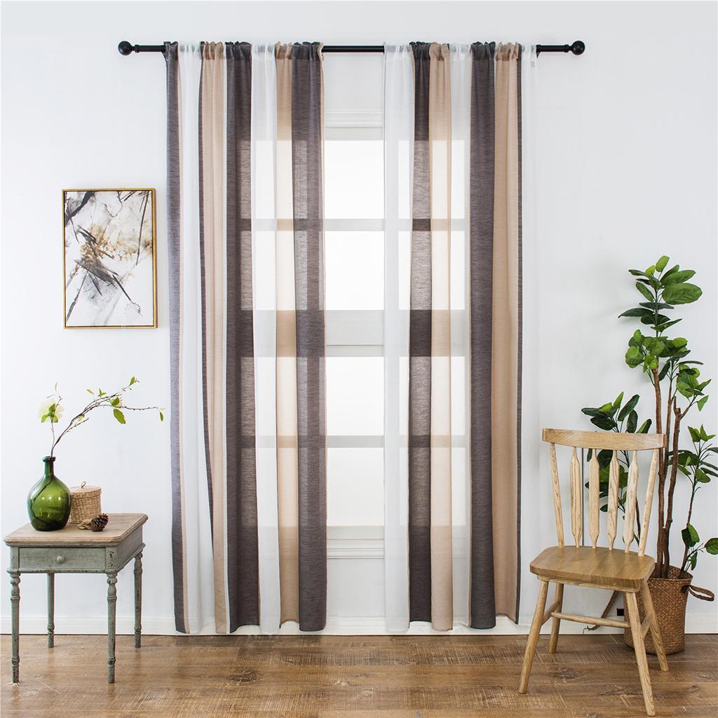 Max Window Sheer Curtains Rod Pocket Faux Linen Voile Curtains 100x200cm Color_6 - Aladdin Shoppers