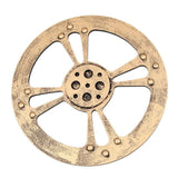 Max Wooden Gear Wall Art Industrial Style Shabby Chic Wall Decor 24cm Gold - Aladdin Shoppers