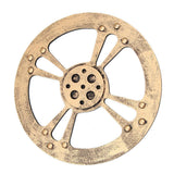Max Wooden Gear Wall Art Industrial Style Shabby Chic Wall Decor 24cm Gold - Aladdin Shoppers