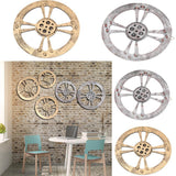 Max Wooden Gear Wall Art Industrial Style Shabby Chic Wall Decor 24cm Gold - Aladdin Shoppers