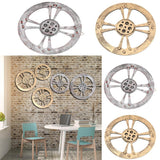Max Wooden Gear Wall Art Industrial Style Shabby Chic Wall Decor 24cm Gold - Aladdin Shoppers