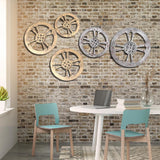 Max Wooden Gear Wall Art Industrial Style Shabby Chic Wall Decor 24cm Gold - Aladdin Shoppers