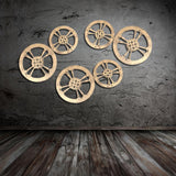 Max Wooden Gear Wall Art Industrial Style Shabby Chic Wall Decor 24cm Gold - Aladdin Shoppers