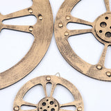 Max Wooden Gear Wall Art Industrial Style Shabby Chic Wall Decor 24cm Gold - Aladdin Shoppers