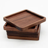 Max Wooden Tea Cup Coaster Coffee Drinks Placemat Black Walnut Square Groove - Aladdin Shoppers