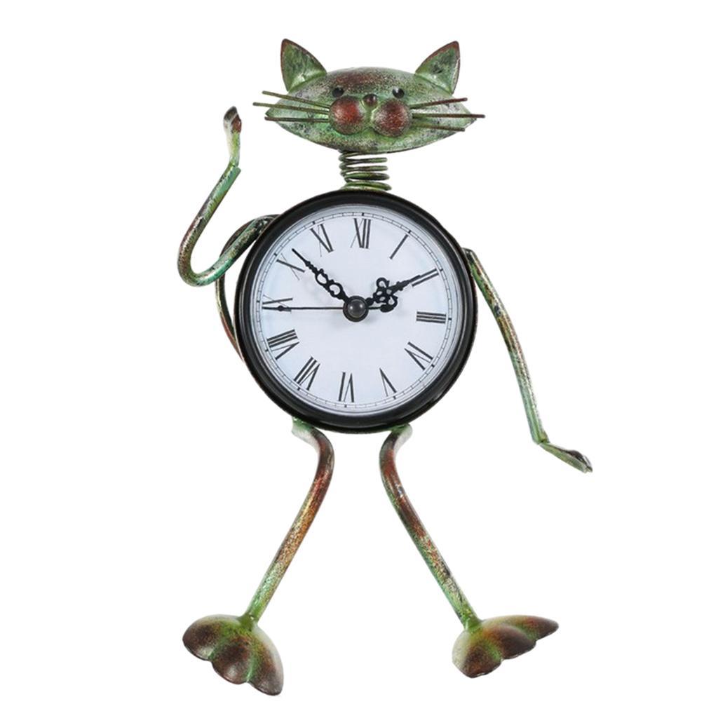 Max Wrought Iron Animal Figurine Clock Retro Decorative Ornament Cat - Aladdin Shoppers