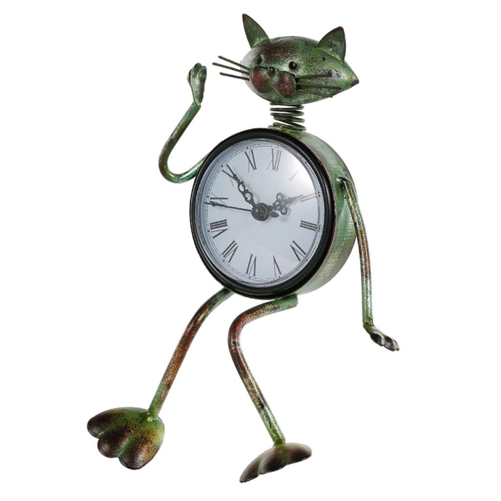 Max Wrought Iron Animal Figurine Clock Retro Decorative Ornament Cat - Aladdin Shoppers