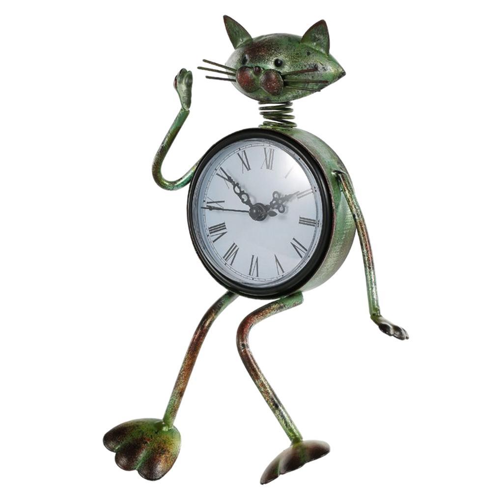 Max Wrought Iron Animal Figurine Clock Retro Decorative Ornament Cat - Aladdin Shoppers