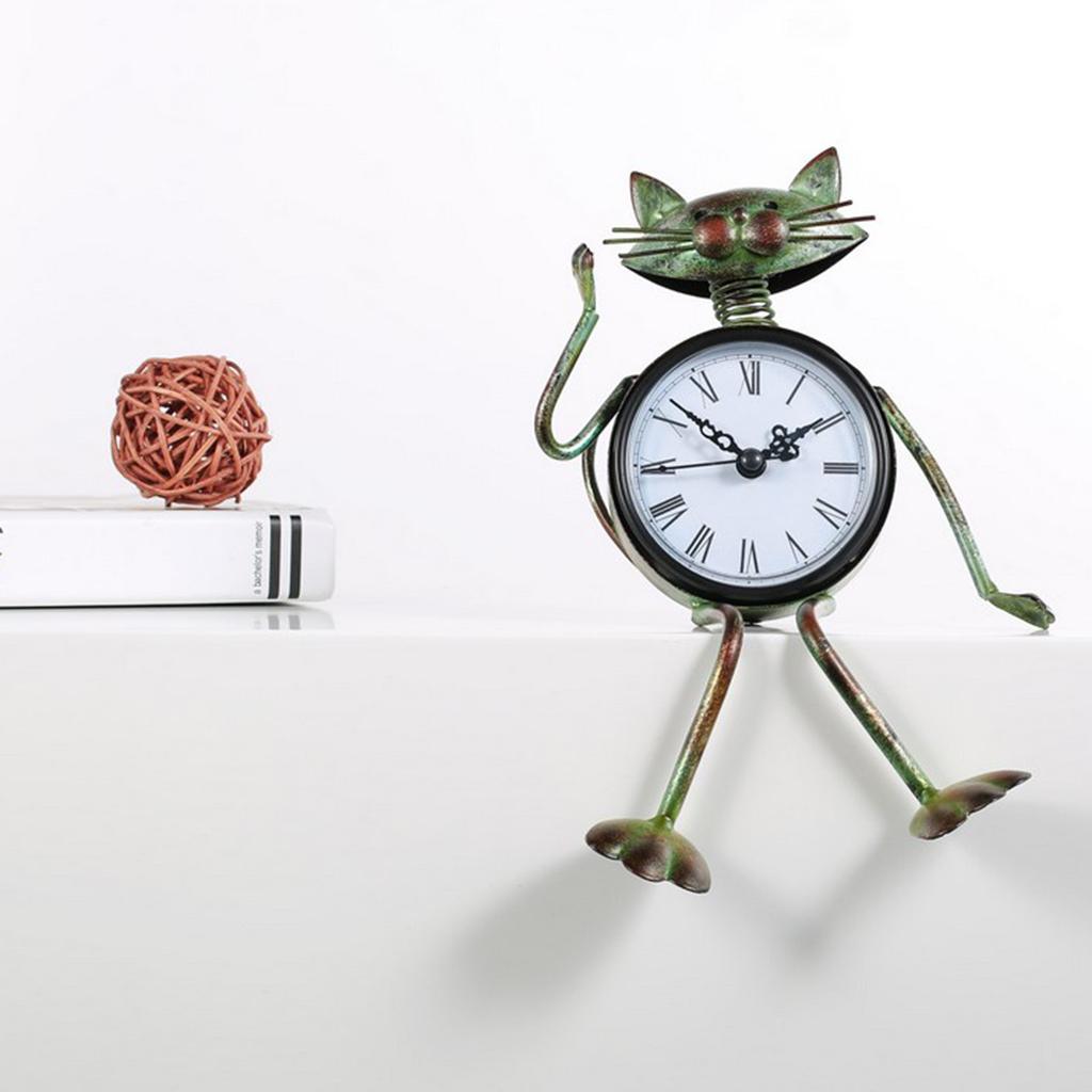 Max Wrought Iron Animal Figurine Clock Retro Decorative Ornament Cat - Aladdin Shoppers
