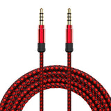Maxbell 1.5M Red Nylon Braid 3.5mm Plug Male to Male Aux Extension Cable for Phone