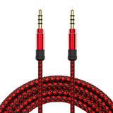 Maxbell 1.5M Red Nylon Braid 3.5mm Plug Male to Male Aux Extension Cable for Phone - Aladdin Shoppers
