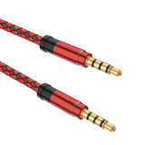 Maxbell 1.5M Red Nylon Braid 3.5mm Plug Male to Male Aux Extension Cable for Phone - Aladdin Shoppers