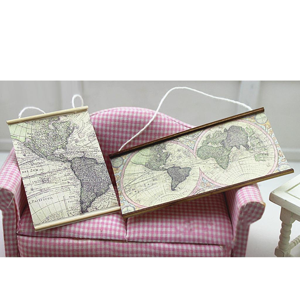 Maxbell 1:6 1:12 Dollhouse Miniature Room Decoration Big Map of the World Banner DIY Accs - Aladdin Shoppers