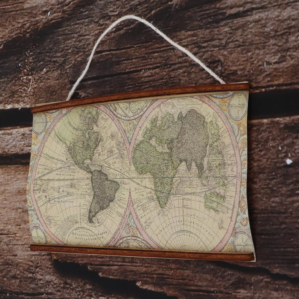Maxbell 1:6 1:12 Dollhouse Miniature Room Decoration Big Map of the World Banner DIY Accs - Aladdin Shoppers