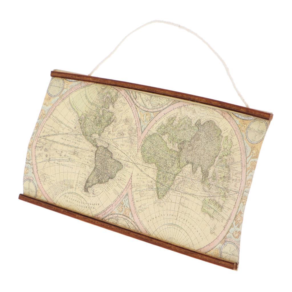 Maxbell 1:6 1:12 Dollhouse Miniature Room Decoration Big Map of the World Banner DIY Accs - Aladdin Shoppers