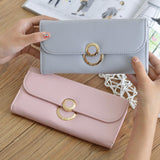 Maxbell 1 Piece Korea style Leather Clasp handbag Wallet For Women Ladies Blue - Aladdin Shoppers