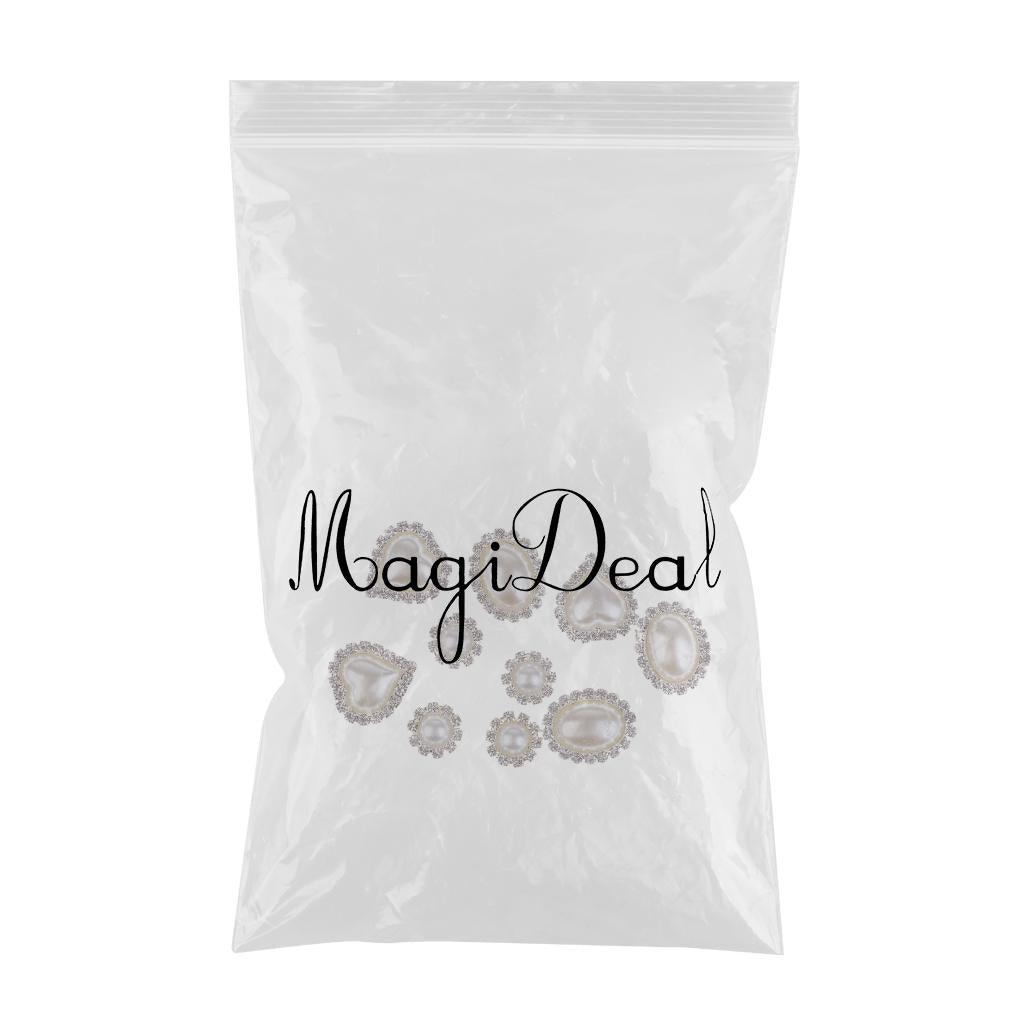 Maxbell 10 Pieces Mixed Diamante Crystal Rhinestone Buttons Embellishments Flatbacks Appliques (Love Heart / Round / Oval) for Decor Wedding Invitation Phone Case Craft Bag Shoes Hair Accessories - Aladdin Shoppers