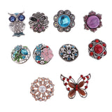 Maxbell 10 Pieces Vintage Design Rhinestone Crystal 18mm Snap Button Alloy Partner Beads Women Charm Bracelet Bangle Earrings Necklaces DIY Jewelry Findings - Aladdin Shoppers