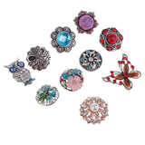 Maxbell 10 Pieces Vintage Design Rhinestone Crystal 18mm Snap Button Alloy Partner Beads Women Charm Bracelet Bangle Earrings Necklaces DIY Jewelry Findings - Aladdin Shoppers