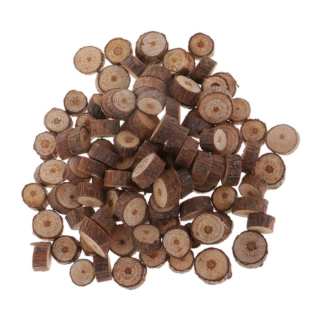Maxbell 100 Pieces 0.5-1cm Assorted Natural Pine Tree Wood Slices Logs Circles Discs for Arts & Crafts, Home Christmas Decorations, Wedding Event Ornaments - Aladdin Shoppers