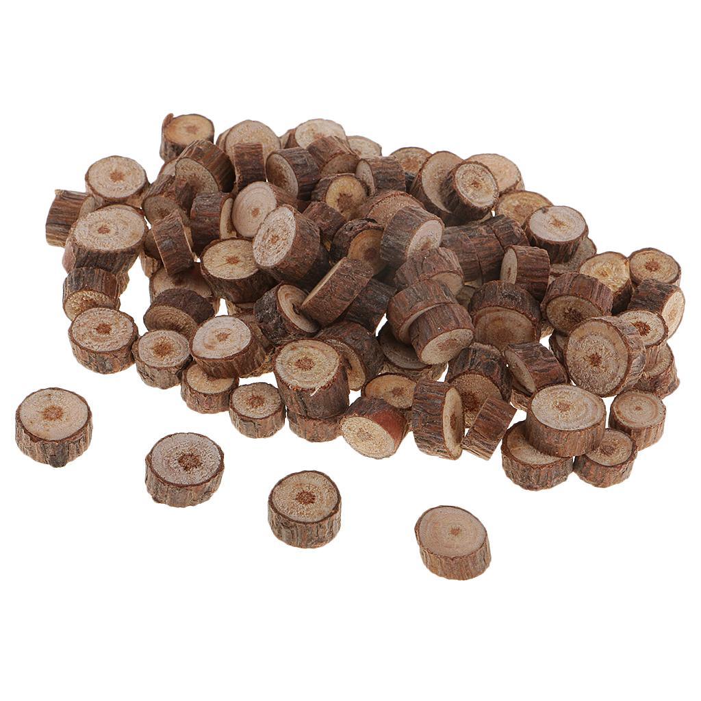 Maxbell 100 Pieces 0.5-1cm Assorted Natural Pine Tree Wood Slices Logs Circles Discs for Arts & Crafts, Home Christmas Decorations, Wedding Event Ornaments - Aladdin Shoppers