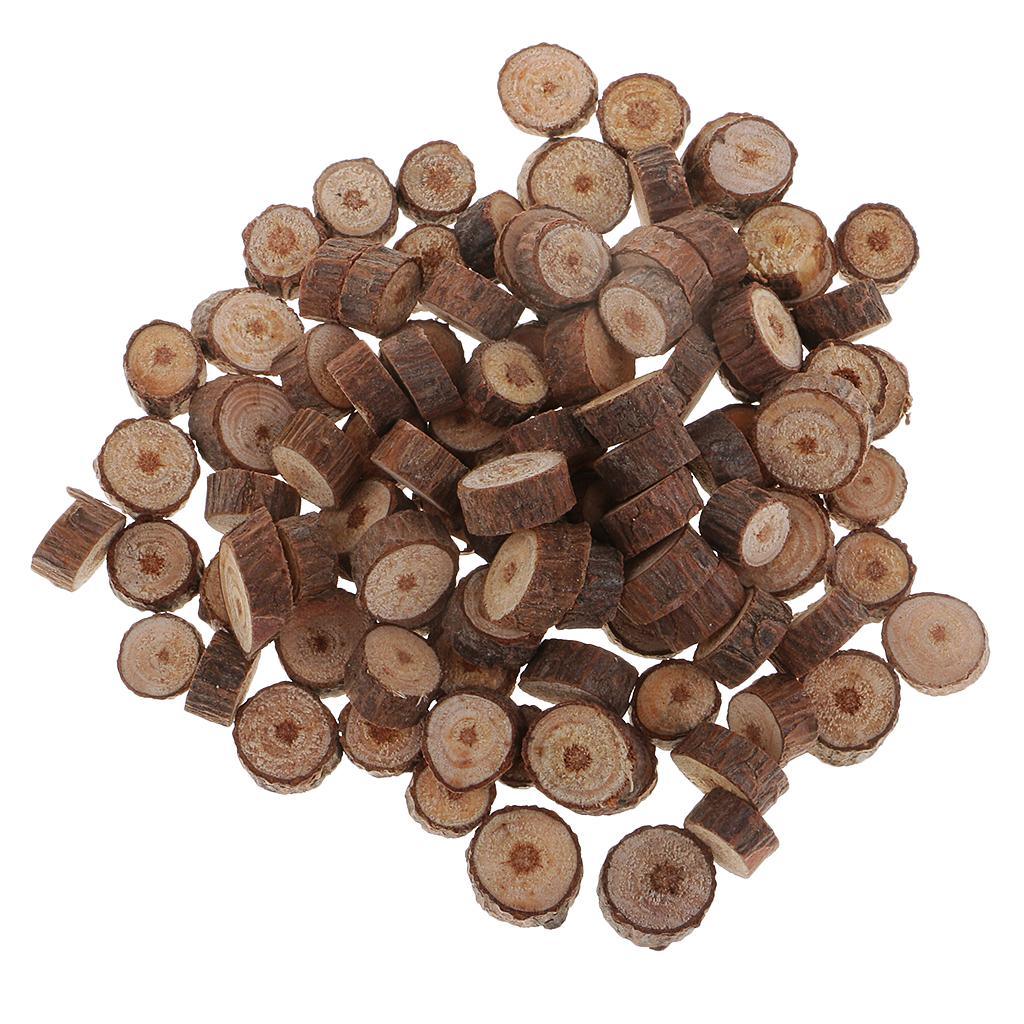 Maxbell 100 Pieces 0.5-1cm Assorted Natural Pine Tree Wood Slices Logs Circles Discs for Arts & Crafts, Home Christmas Decorations, Wedding Event Ornaments - Aladdin Shoppers