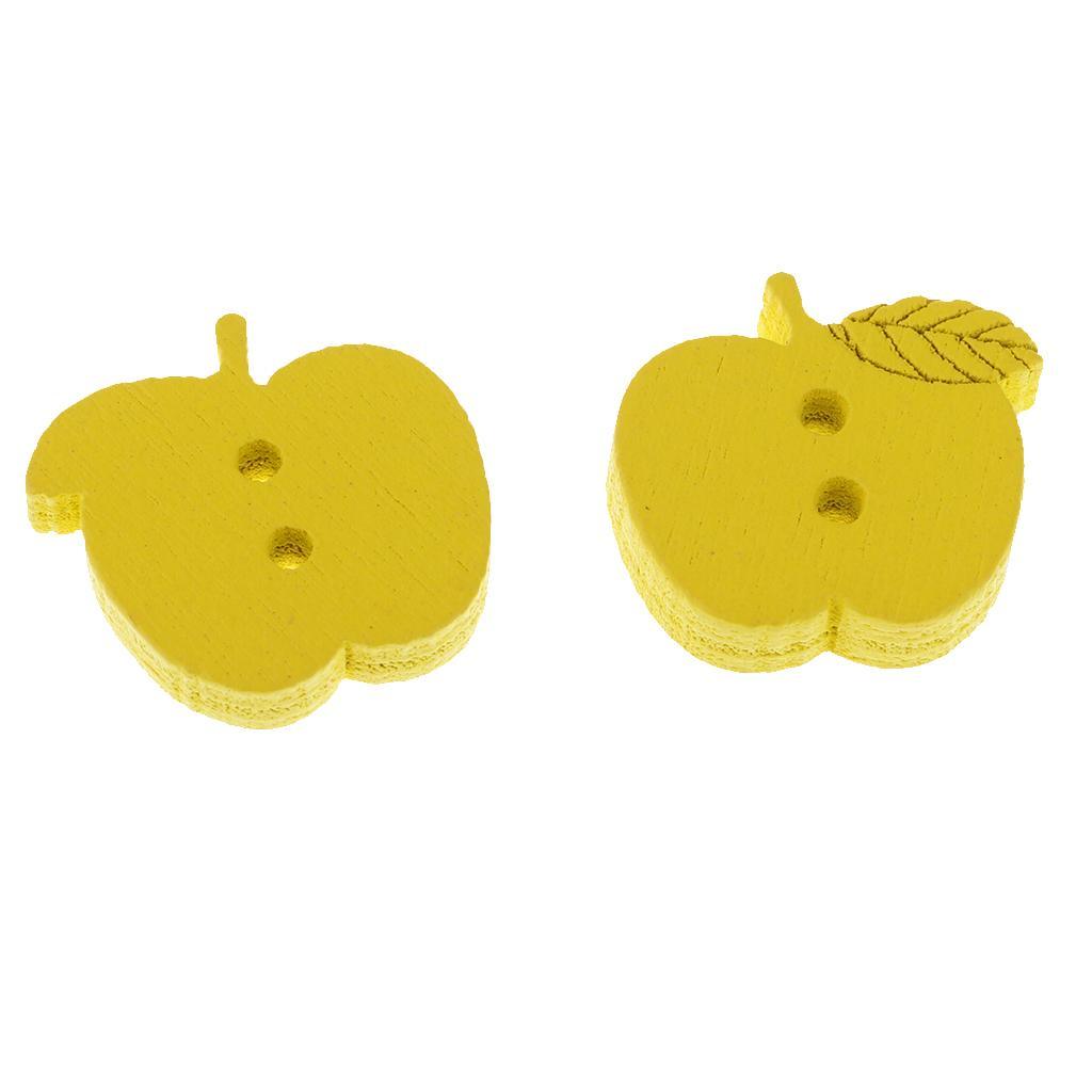 Maxbell 100 Pieces Colorful Apple Shape Wood Cute Buttons for Sewing Scrapbooking Craft 17 x 16 mm - Aladdin Shoppers