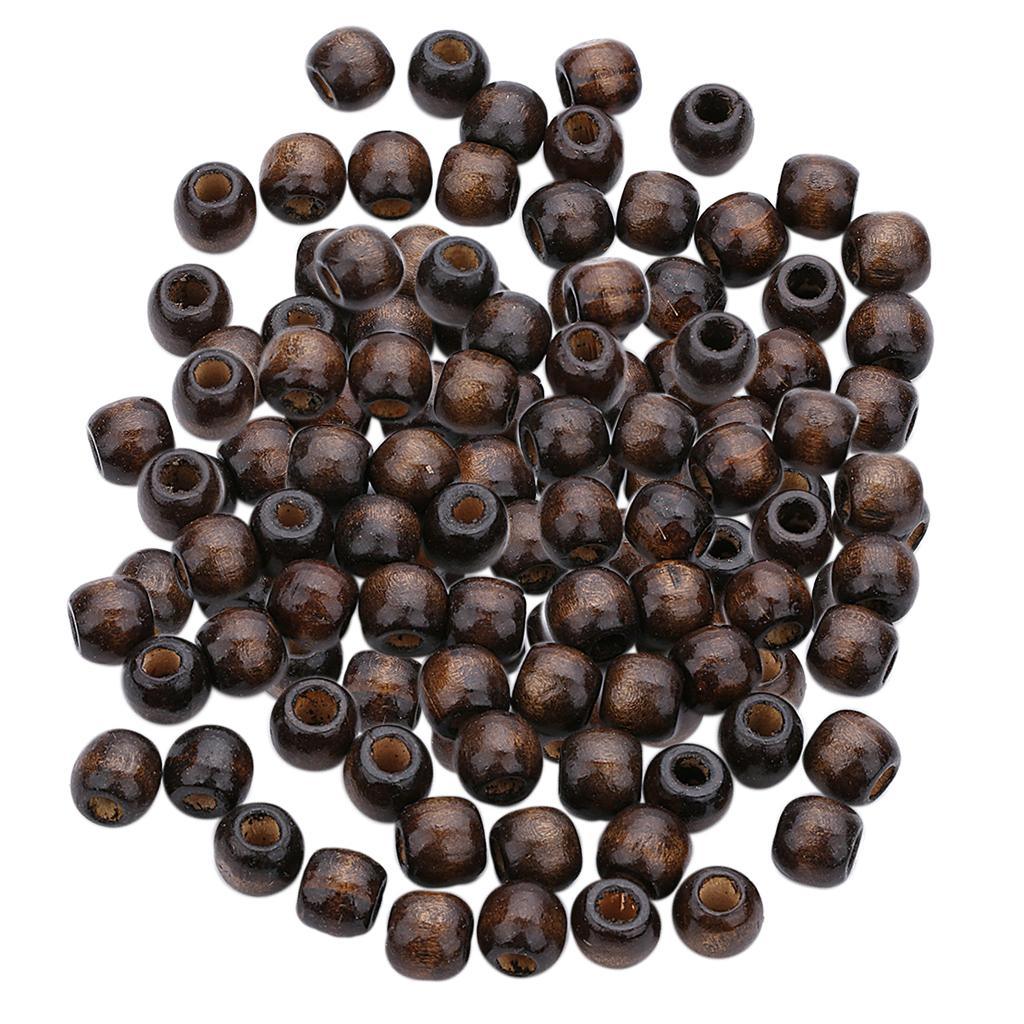 Maxbell 100 Pieces Vintage Coffee Large Hole Wooden Barrel Beads Charms for Handmade Beading Macrame Jewelry Charms Crafts Making - Aladdin Shoppers