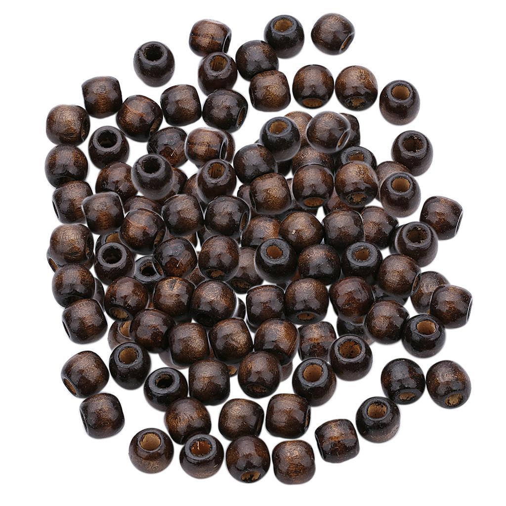 Maxbell 100 Pieces Vintage Coffee Large Hole Wooden Barrel Beads Charms for Handmade Beading Macrame Jewelry Charms Crafts Making - Aladdin Shoppers