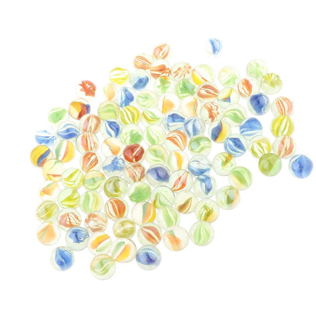 Maxbell 100Pcs 12mm Colorful Glass Marbles, Kids Marble Run Game, Marble Solitaire Toy Accs Vase Filler & Fish Tank Home Decor - Aladdin Shoppers