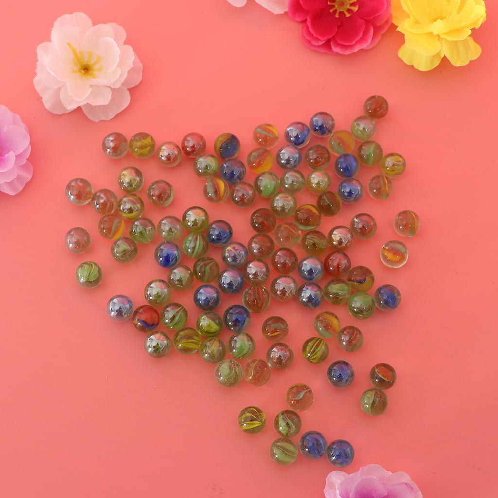 Maxbell 100Pcs 12mm Colorful Glass Marbles, Kids Marble Run Game, Marble Solitaire Toy Accs Vase Filler & Fish Tank Home Decor - Aladdin Shoppers