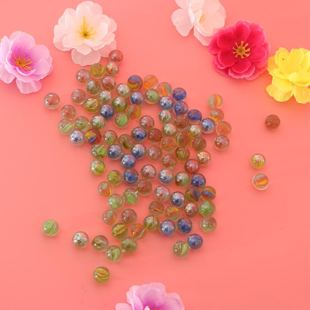 Maxbell 100Pcs 12mm Colorful Glass Marbles, Kids Marble Run Game, Marble Solitaire Toy Accs Vase Filler & Fish Tank Home Decor - Aladdin Shoppers