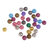 Maxbell 100Pcs Colorful Hollowed Filigree Ball Spacer Beads Jewelry Making Beads Becklace Bracelets Mini Metal Balls 8mm - Aladdin Shoppers