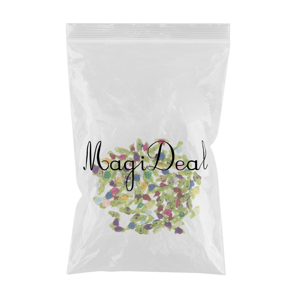 Maxbell 100pcs/Lots Roses Ribbon Flowers Crafts Wedding Party Decor Sewing Scrapbooking Embellishments –Multicolor - Aladdin Shoppers