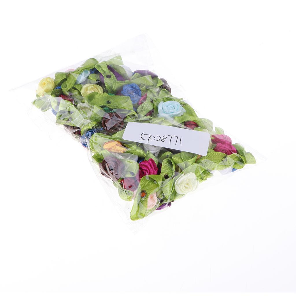 Maxbell 100pcs/Lots Roses Ribbon Flowers Crafts Wedding Party Decor Sewing Scrapbooking Embellishments –Multicolor - Aladdin Shoppers