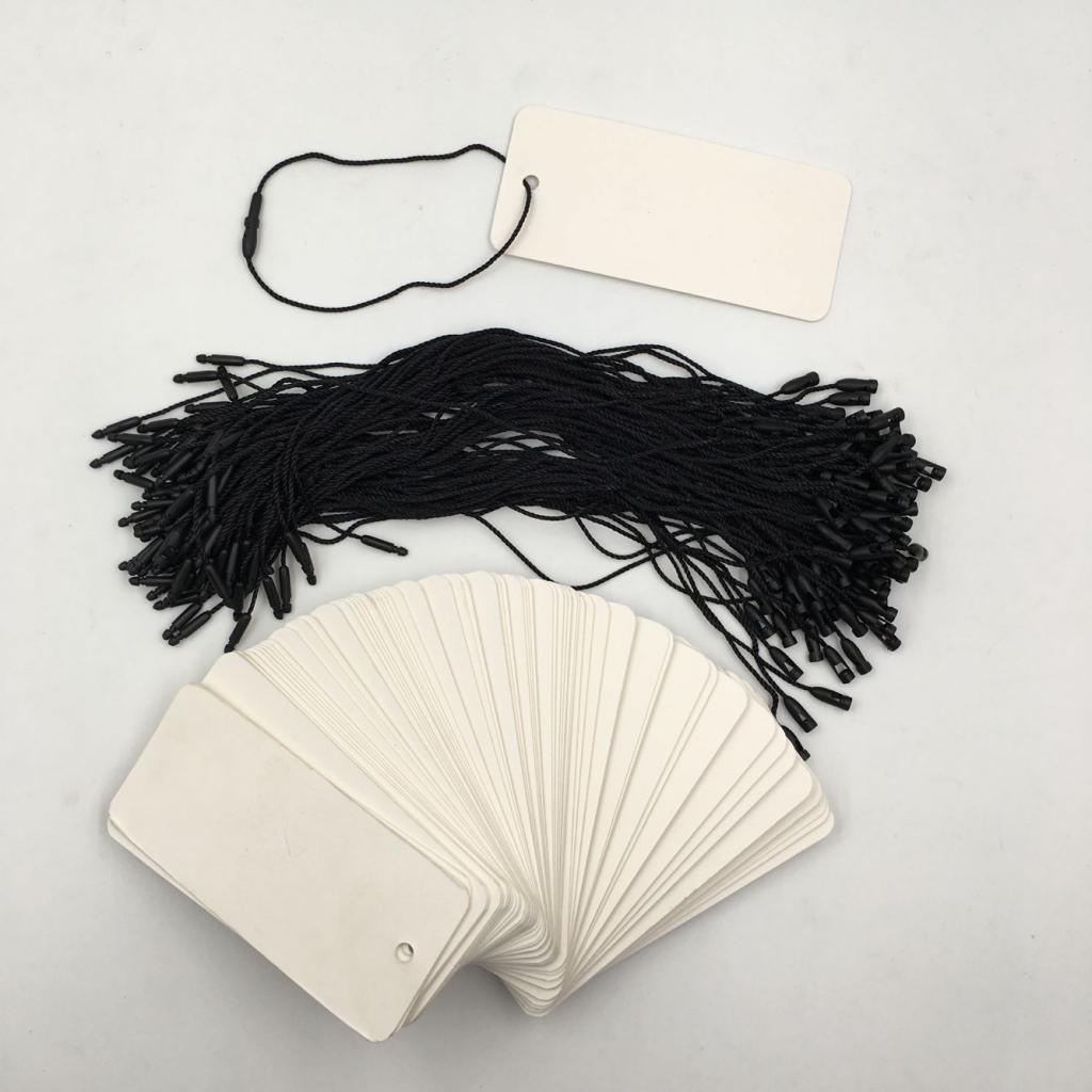 Maxbell 100x Blank Price Tags Rectangle Clothing Tag Marking Tag With Black String - Aladdin Shoppers