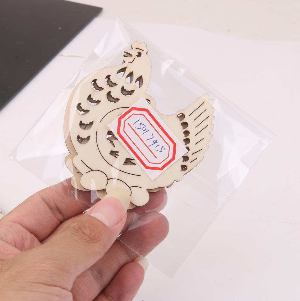 Maxbell 10pcs Cut Hen with Eggs Wooden Tag Embellishment with String - Aladdin Shoppers