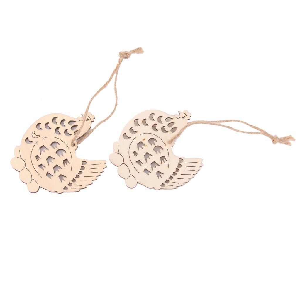 Maxbell 10pcs Cut Hen with Eggs Wooden Tag Embellishment with String - Aladdin Shoppers