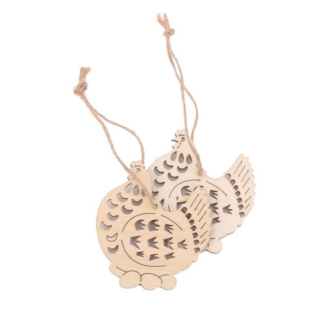 Maxbell 10pcs Cut Hen with Eggs Wooden Tag Embellishment with String - Aladdin Shoppers