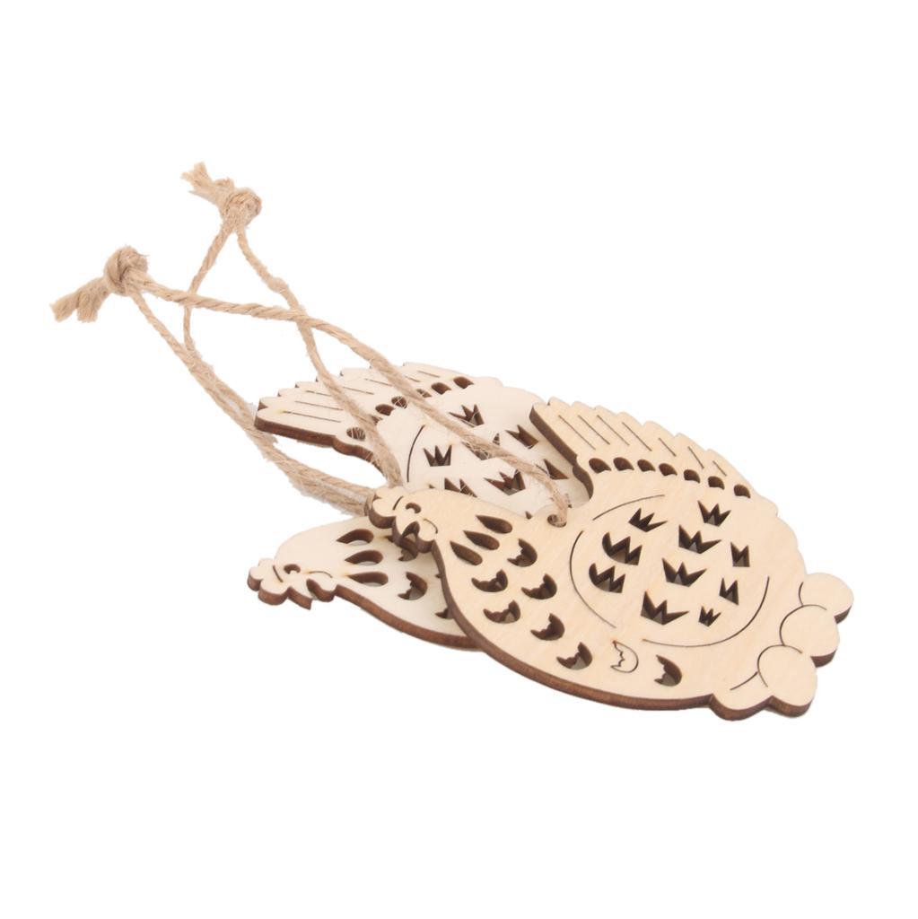 Maxbell 10pcs Cut Hen with Eggs Wooden Tag Embellishment with String - Aladdin Shoppers