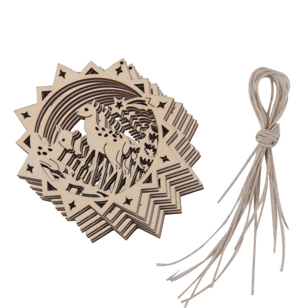 Maxbell 10pcs Cut Reindeer Wooden Tag Embellishment with String - Aladdin Shoppers