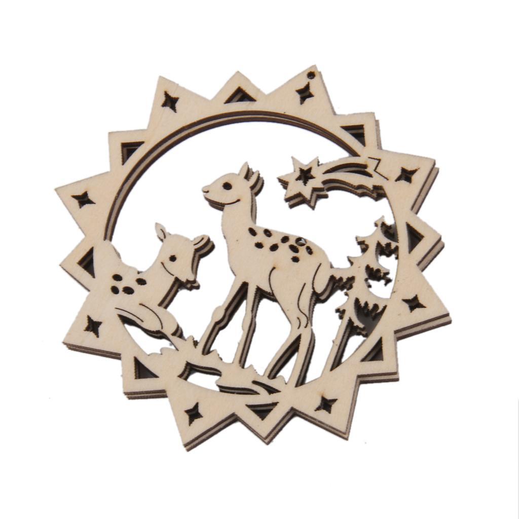 Maxbell 10pcs Cut Reindeer Wooden Tag Embellishment with String - Aladdin Shoppers
