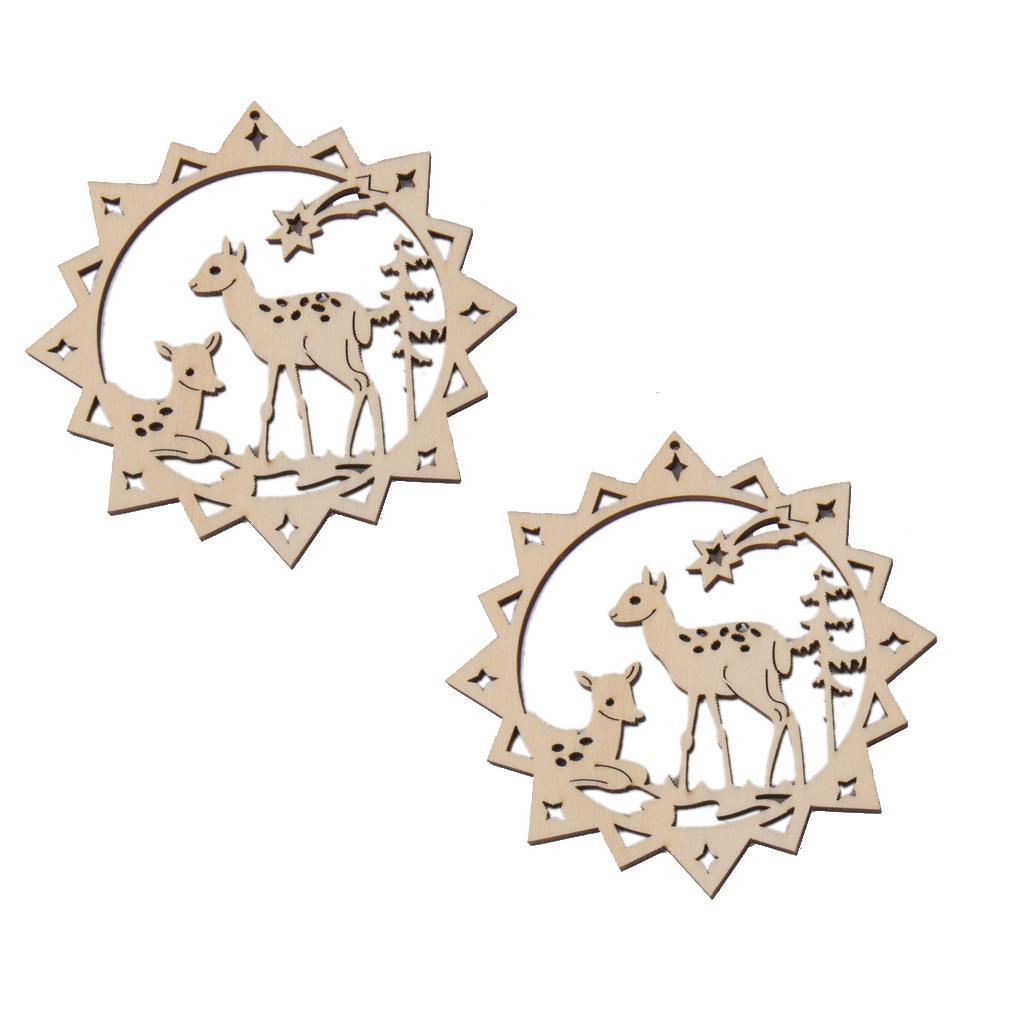 Maxbell 10pcs Cut Reindeer Wooden Tag Embellishment with String - Aladdin Shoppers