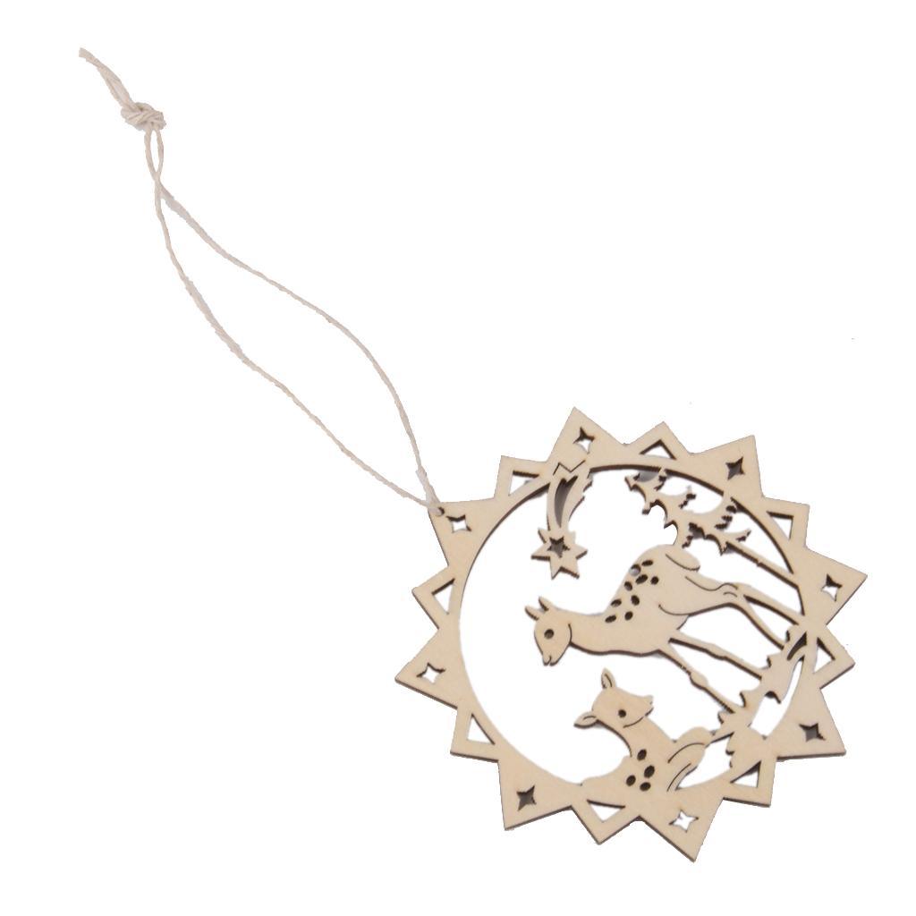Maxbell 10pcs Cut Reindeer Wooden Tag Embellishment with String - Aladdin Shoppers