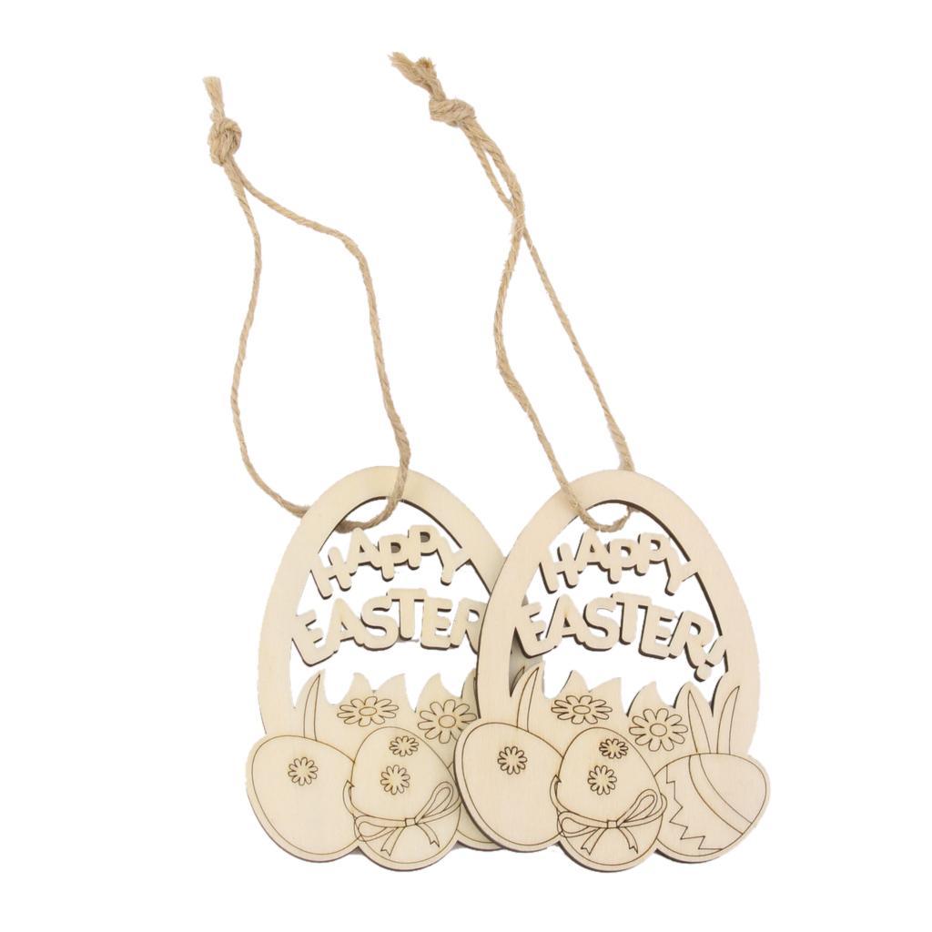 Maxbell 10pcs Fashion Novelty Easter Egg Wooden Tag Embellishment with String - Aladdin Shoppers