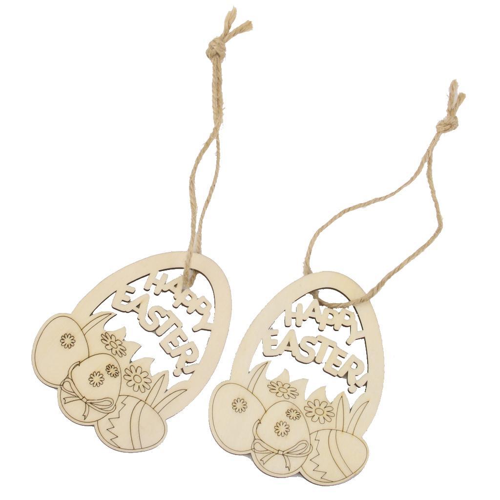 Maxbell 10pcs Fashion Novelty Easter Egg Wooden Tag Embellishment with String - Aladdin Shoppers